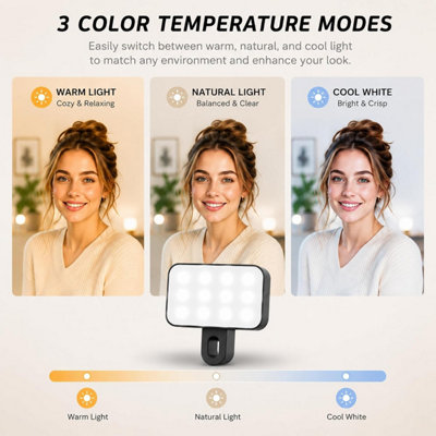 2 Pack Black LED Video Conference Lighting Lamp, Portable Clamp Light ...