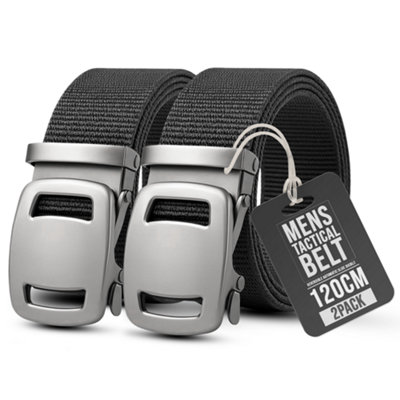 2 Pack Black Mens Nylon Canvas Webbing Belts with Quick Release ...