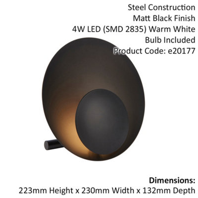 2 PACK Black Small Modern Table Lamp Light - Integrated LED - 3000K Warm White