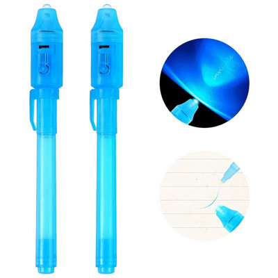 2 Pack Blue UV Security Marker Pens Invisible Ink Writing Tool