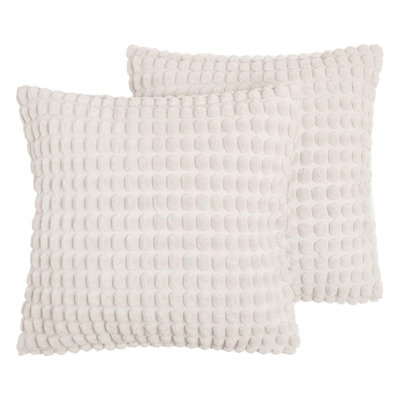 2 Pack Bobble Cushion Cover , Cream - 45 x 45cm
