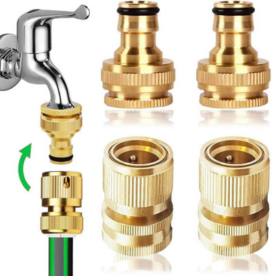 2-Pack Brass 2-in-1 Hose Quick Connectors, 1/2