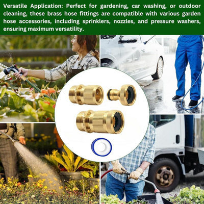 4 Sets Garden Hose Repair Couplings – 3/4 Inch Male & Female Poly Connectors – Hose End Repair Lot, Unbranded