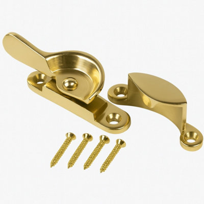 2 Pack Brass Sash Window Fasteners 65mm Narrow Fitch Style for Wooden ...