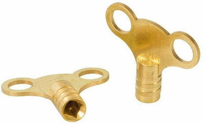 2 PACK Brass Square Socket Radiator Key - Bleed & Vent Maintenance Tool