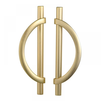 2 Pack Brushed Gold Drawer Pulls, Half Moon Shape Dresser Drawer Handles,  Antique Cabinet Door Handles,
