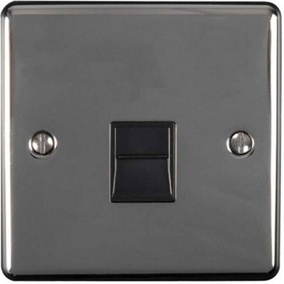 2 PACK BT Master Telephone Socket BLACK NICKEL & Black PSTN Line Wall Plate - 4