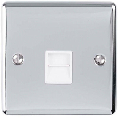 2 PACK BT Master Telephone Socket CHROME & White PSTN Line Wall Plate - 3