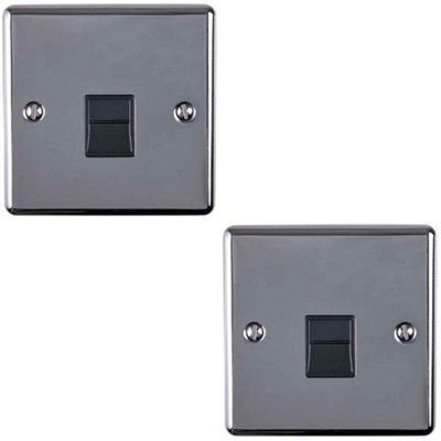 2 PACK BT Telephone  Extension Socket BLACK NICKEL & Black Secondary Plate