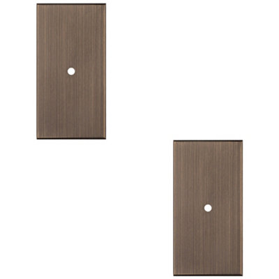 2 PACK - Cabinet Door Knob Backplate - 76mm x 40mm Antique Brass Cupboard Handle Plate