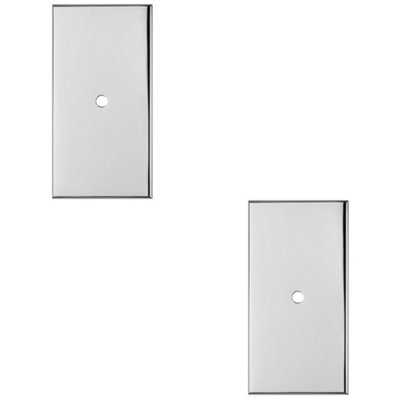 2 PACK - Cabinet Door Knob Backplate - 76mm x 40mm Polished Chrome Cupboard Handle Plate