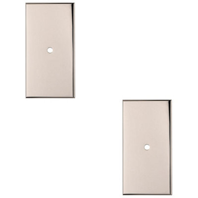 2 PACK - Cabinet Door Knob Backplate - 76mm x 40mm Polished Nickel Cupboard Handle Plate