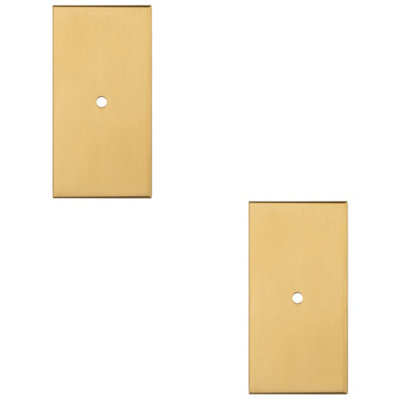 2 PACK - Cabinet Door Knob Backplate - 76mm x 40mm Satin Brass Cupboard Handle Plate