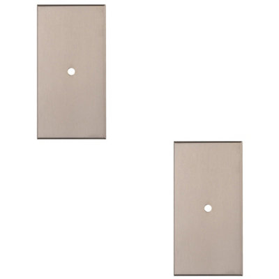 2 PACK - Cabinet Door Knob Backplate - 76mm x 40mm Satin Nickel Cupboard Handle Plate