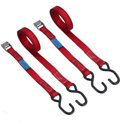 2 Pack Cam Buckle Strap Stainless Steel 3.7m Tie Straps S Hooks