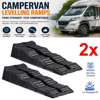 2 Pack Campervan Levelling Ramps, 2 Pack 5 Ton Heavy Duty Vehicle Ramps ...