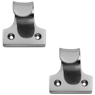 2 PACK - Cast Sash Window Lift Pull Handle 32mm Fixing Centres 48 x 45mm Polished Chrome