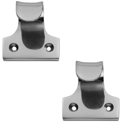 2 PACK - Cast Sash Window Lift Pull Handle 32mm Fixing Centres 48 x 45mm Satin Chrome