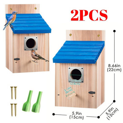 2-Pack Cedar Wood Bird Houses for Bluebirds, Wrens & Swallows, Durable ...