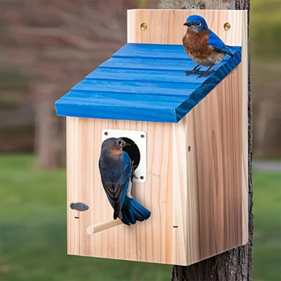2-Pack Cedar Wood Bird Houses for Bluebirds, Wrens & Swallows, Durable ...