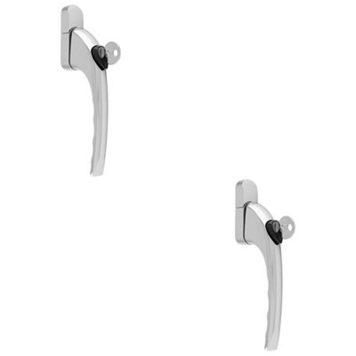 2 PACK - Chrome Universal Locking Window Handle - Click Fit PVC Window Rose Lever