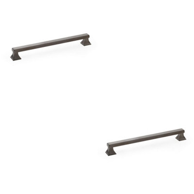 2 PACK - Chunky Square Pull Handle - Dark Bronze 224mm Centres SOLID BRASS Drawer Door