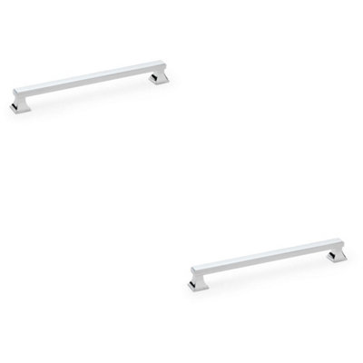 2 PACK - Chunky Square Pull Handle - Polished Chrome 224mm Centre SOLID BRASS Drawer Door