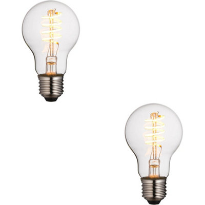 2 PACK Clear Glass 4W E27 GLS LED Light Bulb - Dimmable Warm White - 265lm 2200k