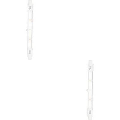 2 PACK Clear Glass & Ceramic 120W R7s tungsten (118mm) Light Bulb - Dimmable Warm White - 2250lm 3000k