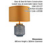 2 PACK Cobalt Glass Base Table Lamp Light & Gold Fabric Shade - Antique Brass
