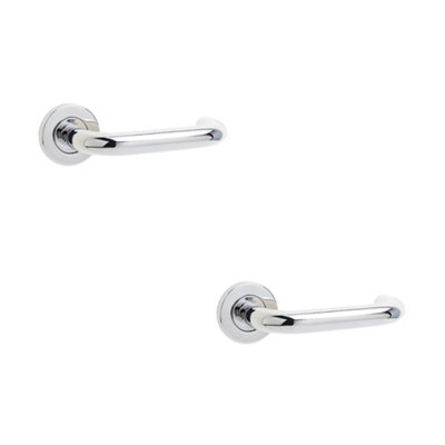2 PACK Contemporary 19mm Door Handle with 8mm Sprung Rose in Polished Grade 304 Stainless Steel - Interior Handle