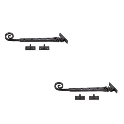 2 PACK Curly Tail Casement Stays in Black - 245x15x6mm for Enhanced Window Support - Window Peg Bar