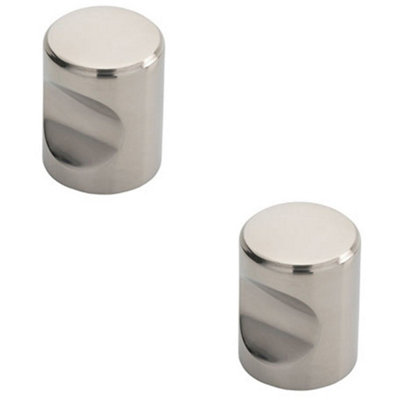 2 PACK - Cylindrical Cupboard Door Knob 16mm Diameter Polished Stainless Steel Handle