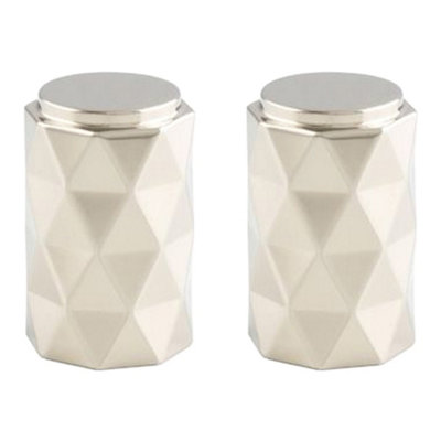 2 PACK - Diamond Cylinder Cupboard Door Knob - 20mm Diameter Polished Nickel Pull Handle