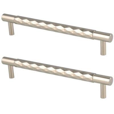 2 PACK - Diamond T Bar Pull Handle - Polished Nickel - 160mm Centres SOLID BRASS Drawer
