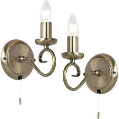 2 PACK Dimmable LED Wall Light Antique Brass Classic Lounge Lamp Bulb Fitting