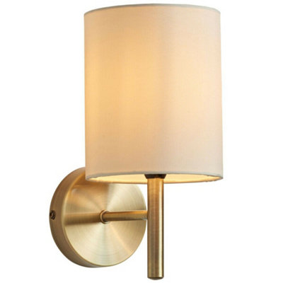 2 PACK Dimmable LED Wall Light Antique Brass & Cream Shade Modern Lamp Lighting
