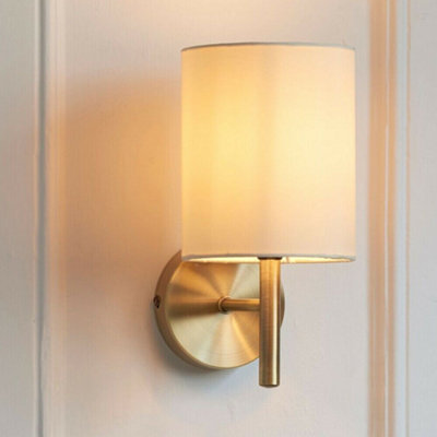 2 PACK Dimmable LED Wall Light Antique Brass & Cream Shade Modern Lamp Lighting