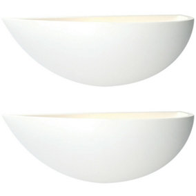 2 PACK Dimmable LED Wall Light Primed White (ready to paint) Up Lighting Bowl