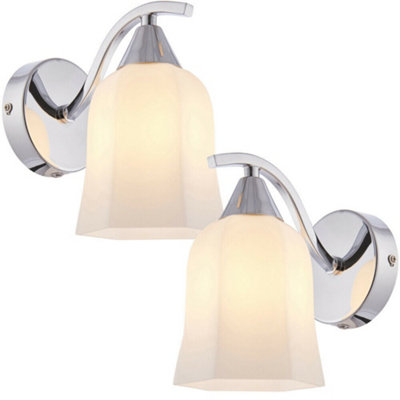 2 PACK Dimming LED Wall Light Chrome Arm & Hexagon Shade Hall Lamp