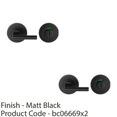 2 PACK - Disabled Thumbturn Handle With Release With Indicator Matt Black