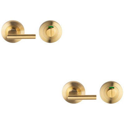 2 PACK - Disabled Thumbturn Handle With Release With Indicator Satin Brass PVD