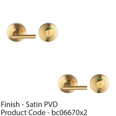 2 PACK - Disabled Thumbturn Handle With Release With Indicator Satin Brass PVD