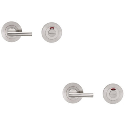 2 PACK - Disabled Thumbturn Handle With Release With Indicator Satin Stainless Steel