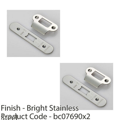2 PACK - Door Frame Forend Strike and Fixing Pack Setfor Flat Latches ...