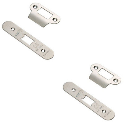 2 PACK - Door Frame Forend Strike and Fixing Pack Setfor Flat Latches ...
