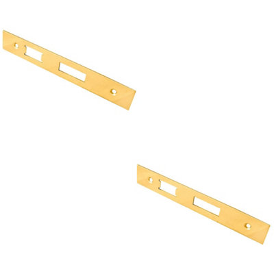 2 PACK - Door Frame Forend Strike and Fixing Pack Setfor Sashlocks - Brass PVD SQUARE