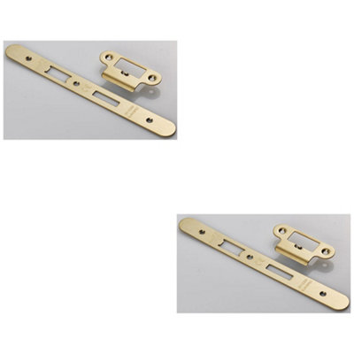 2 PACK - Door Frame Forend Strike & Fixing Pack SetDIN Latch - Satin ...