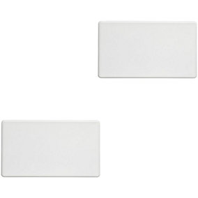 2 PACK Double SCREWLESS MATT WHITE Blanking Plate Round Edged Wall Hole Cover
