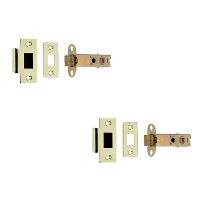 2 PACK Double Sprung Tubular Latches 96mm in Polished Brass and Satin Chrome Finish